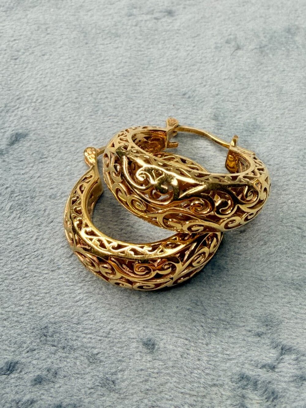 Elegant Filigree Gold Plated Hoop Earrings